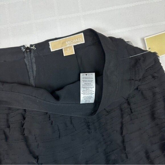 NWT Michael Kors Black Tiered Ruffle Raw Edge Lined Mini Skirt Size 2 - Picture 8 of 11